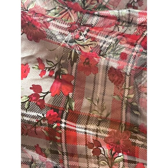 bongo long sleeve shirt red floral sheer swoop neck polyester blend large READ - Picture 11 of 11